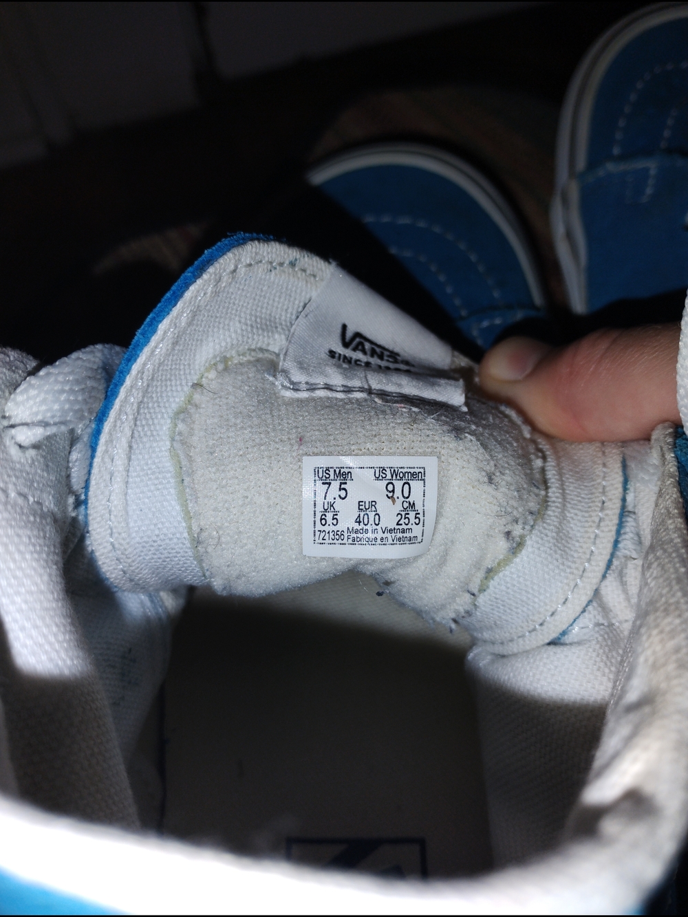 Vans Sk8-Hi Classic High Top Sneakers - Blue & White - Picture 9 of 9